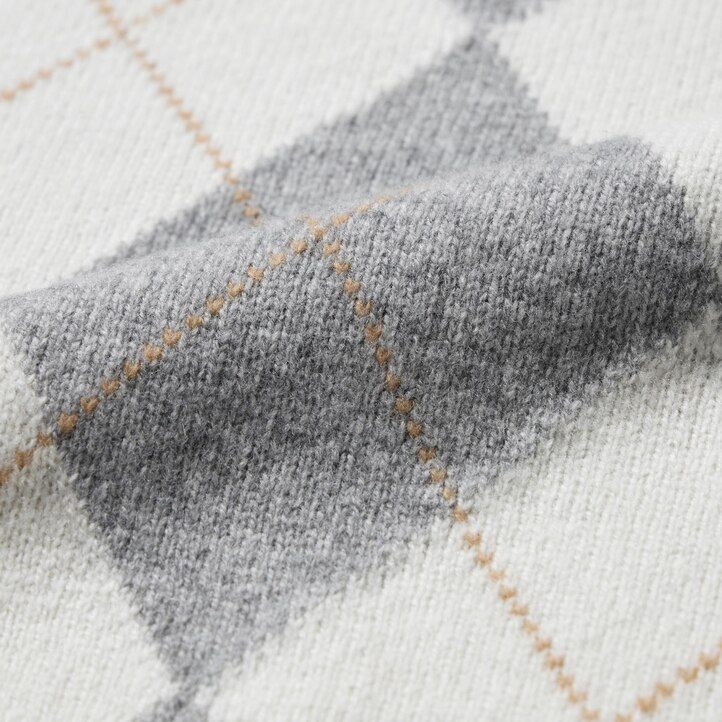 maglioni girocollo in lana dagnello argyle uniqlo premium da donna grigio chiaro