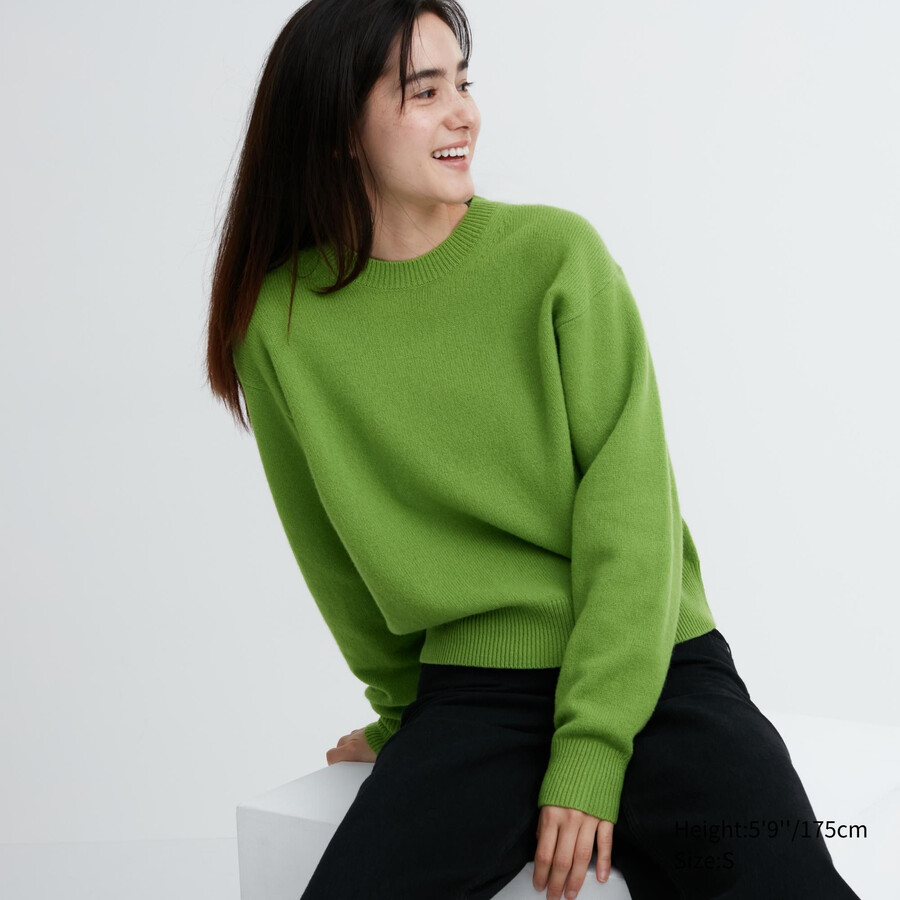 maglioni girocollo in lana dagnello uniqlo premium da donna verdi