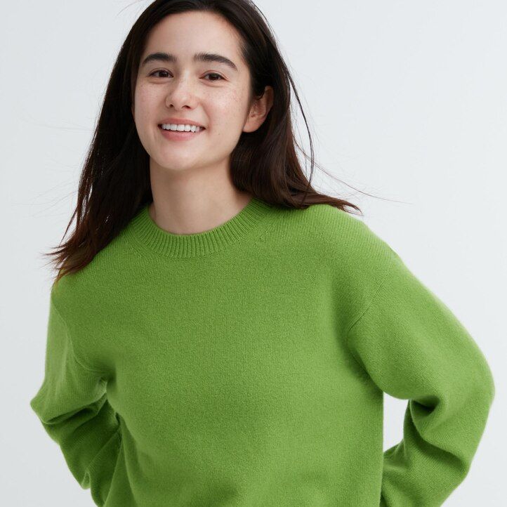 maglioni girocollo in lana dagnello uniqlo premium da donna verdi