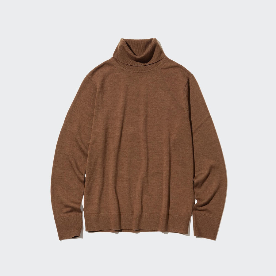 maglioni uniqlo 100 lana merino extra fine da donna marroni