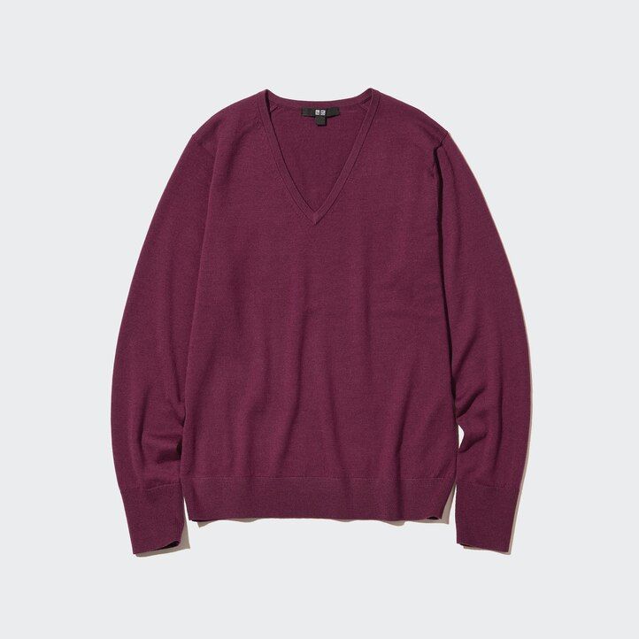 maglioni da donna uniqlo in lana merino extra fine 100 verde con scollo a v
