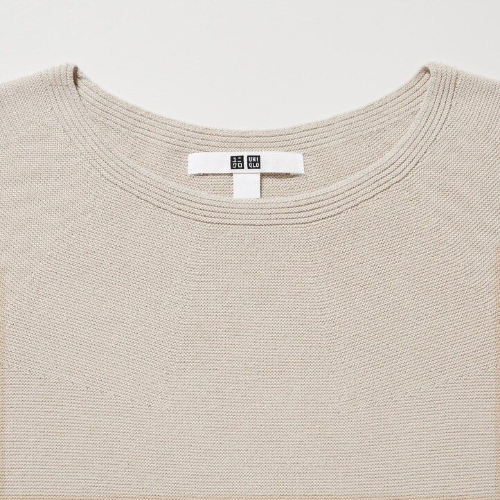 maglioni da donna in cotone senza cuciture e maglia 3d uniqlo neri con scollo rotondo