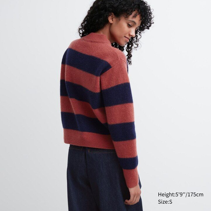 maglioni da donna a righe in lana dagnello uniqlo grigi