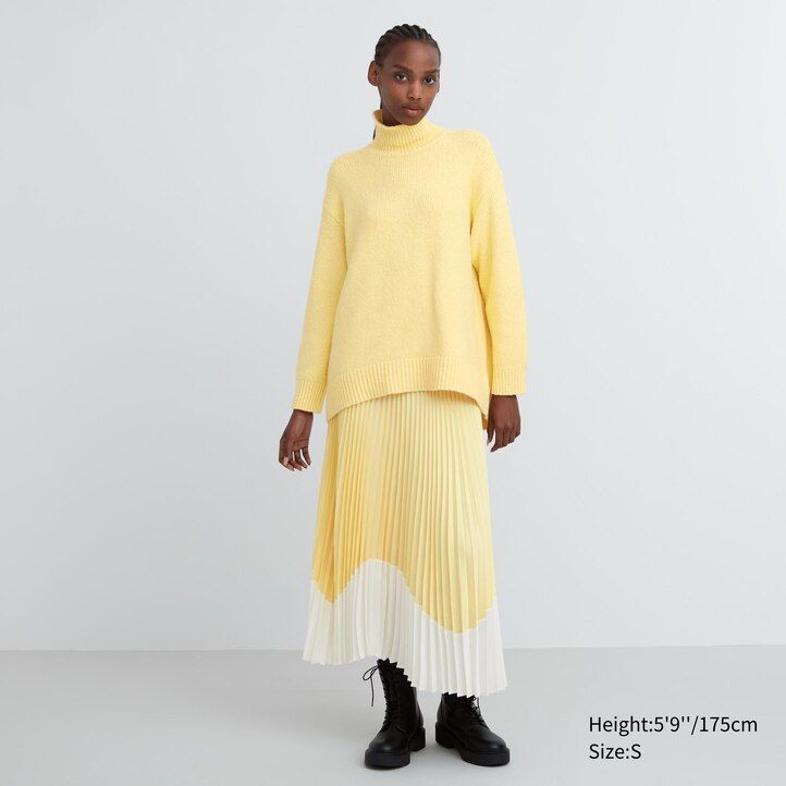 maglioni a collo alto in maglia morbida uniqlo da donna grigio chiaro