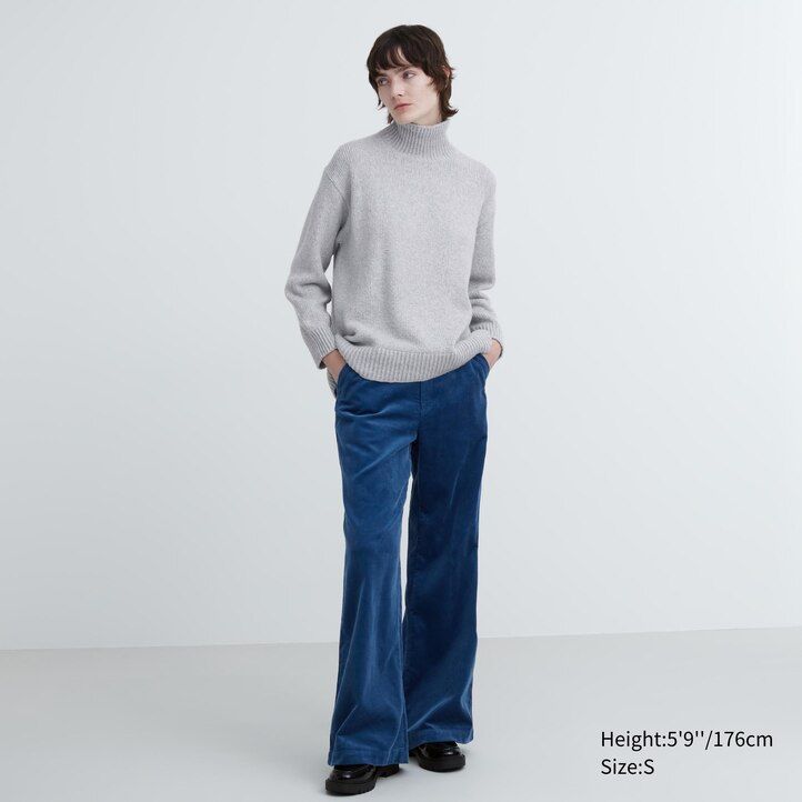 maglioni a collo alto in maglia morbida uniqlo da donna grigio chiaro