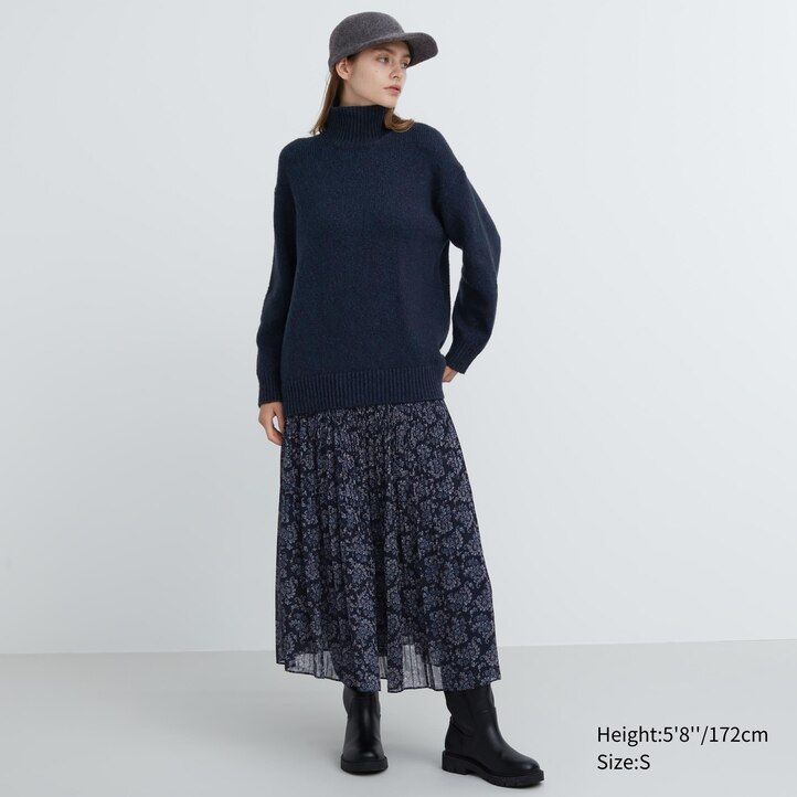maglioni a collo alto in maglia morbida uniqlo da donna grigio chiaro