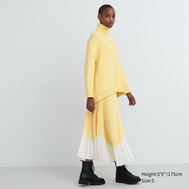 maglioni a collo alto in maglia morbida uniqlo da donna grigio chiaro