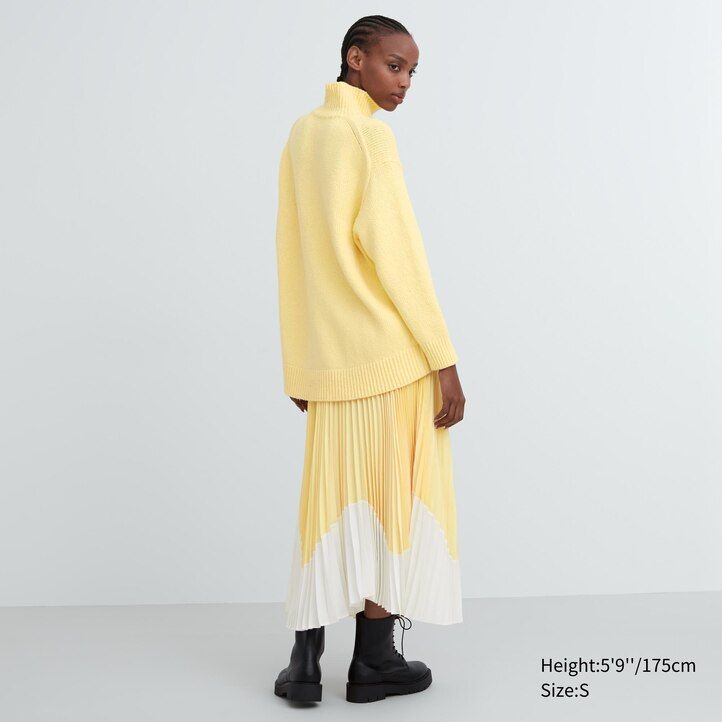 maglioni a collo alto in maglia morbida uniqlo da donna grigio chiaro