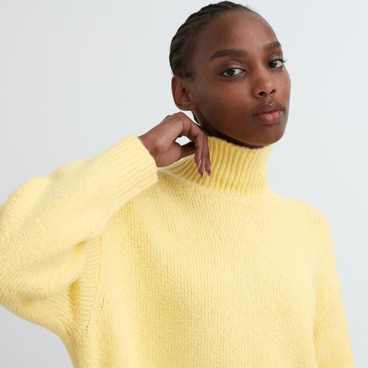 maglioni a collo alto in maglia morbida uniqlo da donna grigio chiaro