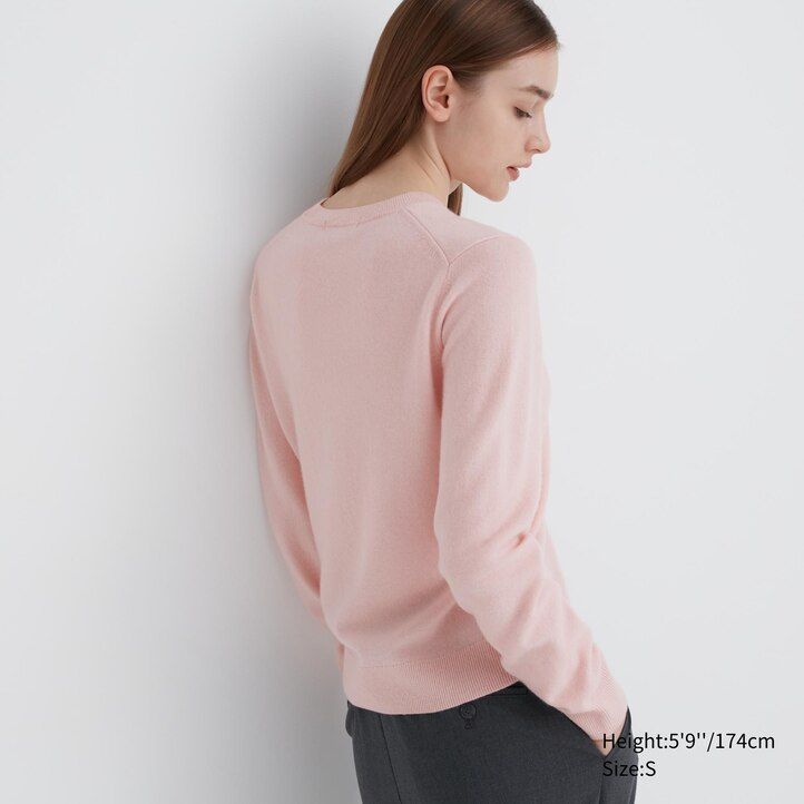 maglioni da donna con scollo rotondo uniqlo 100pctshmere beige