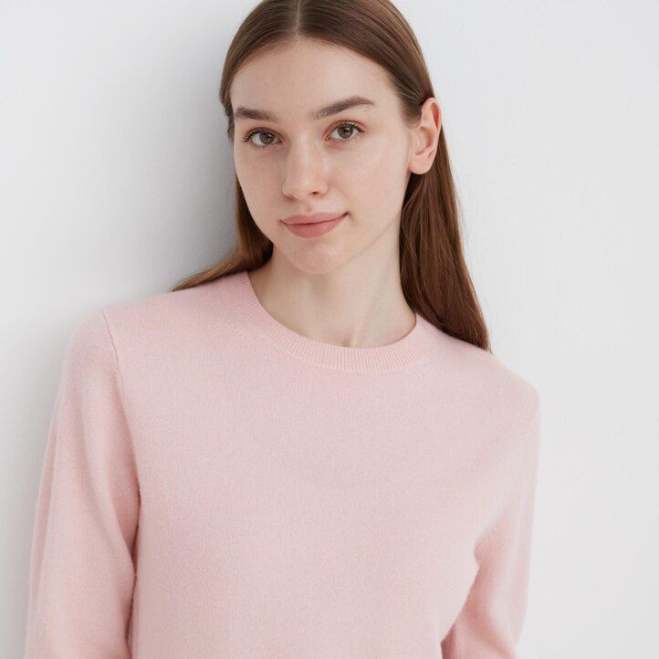 maglioni da donna con scollo rotondo uniqlo 100pctshmere beige
