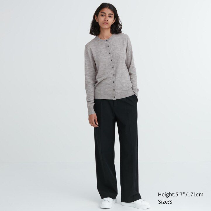 maglioni girocollo uniqlo 100 lana merino extra fine da donna rossi