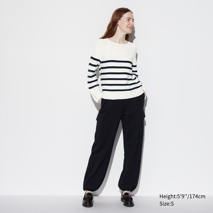 maglioni da donna uniqlo in maglia 3d senza cuciture a righe girocollo colore oliva