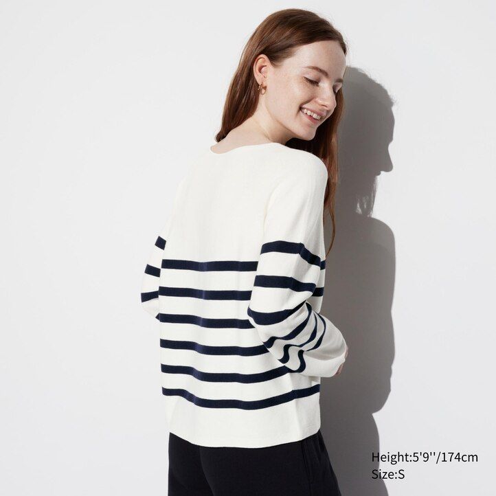 maglioni da donna uniqlo in maglia 3d senza cuciture a righe girocollo colore oliva