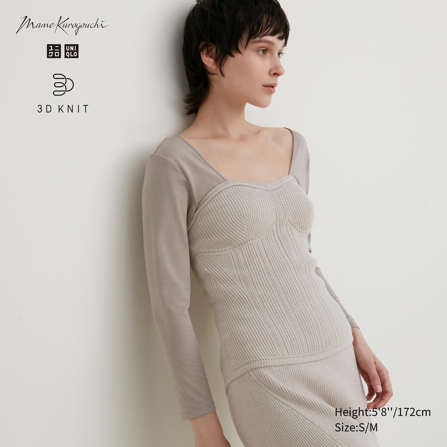 maglioni da donna beige uniqlo 3d knit seamless souffle yarn a coste