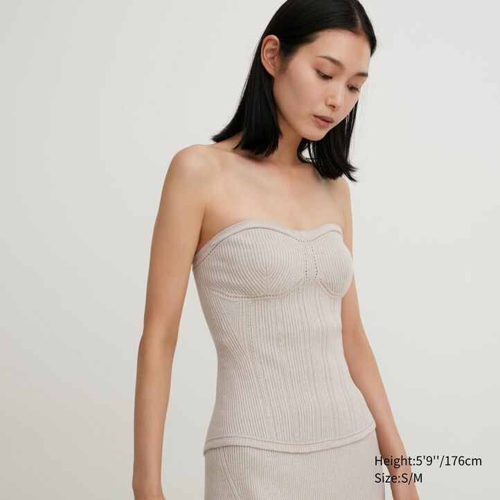 maglioni da donna beige uniqlo 3d knit seamless souffle yarn a coste