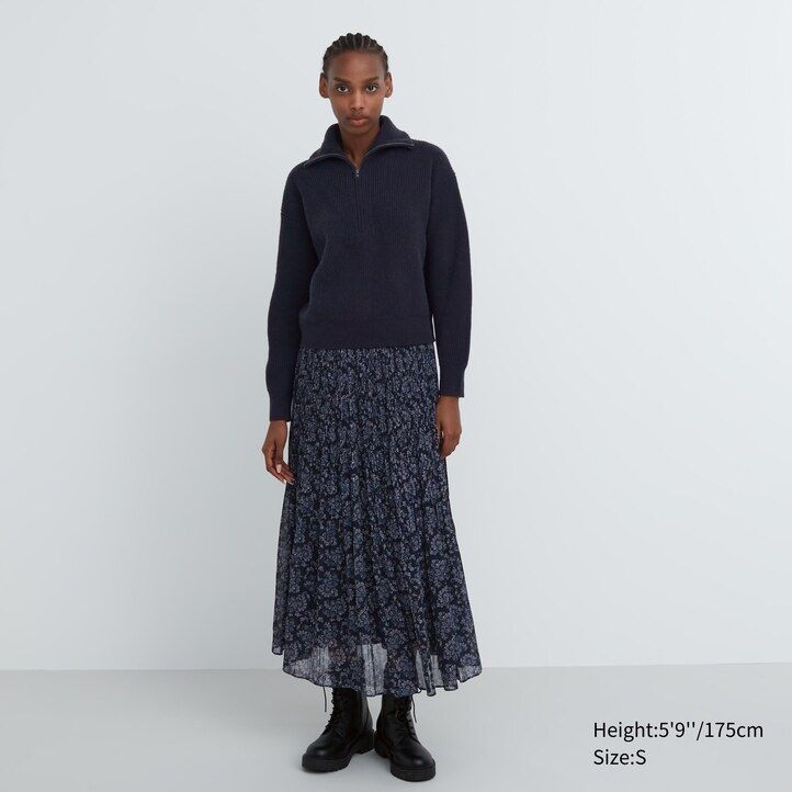 maglioni da donna uniqlo premium in lana dagnello con mezza zip beige