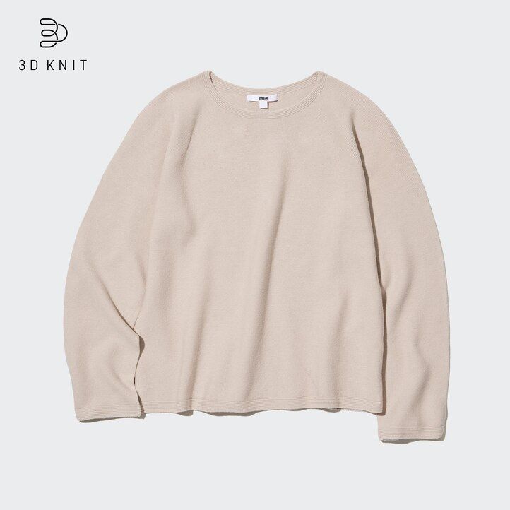 maglioni girocollo in cotone senza cuciture uniqlo 3d knit da donna bianchi