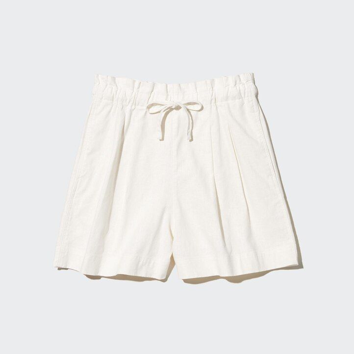 pantaloncini in lino e cotone uniqlo beige da donna