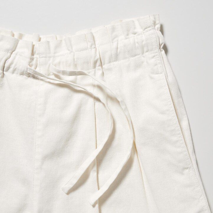 pantaloncini in lino e cotone uniqlo beige da donna