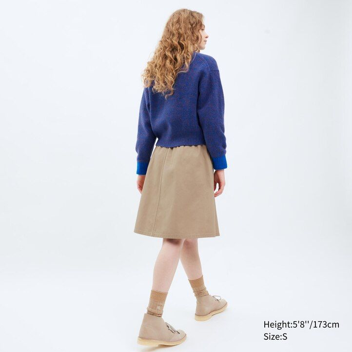 gonne midi in cotone uniqlo da donna beige