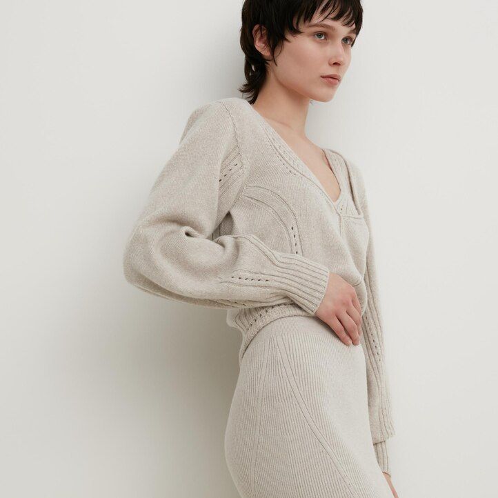 gonne da donna a coste in filato soufflé senza cuciture in maglia 3d uniqlo beige