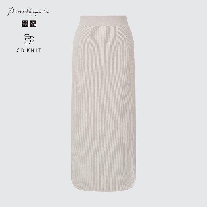 gonne da donna a coste in filato soufflé senza cuciture in maglia 3d uniqlo beige