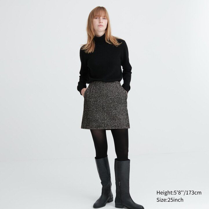 minigonne da donna in tweed grigio uniqlo