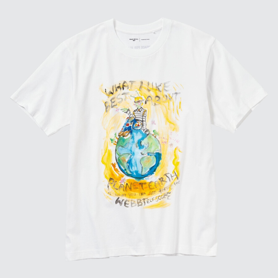 t-shirt bianche da donna uniqlo peace for all graphic francesco risso