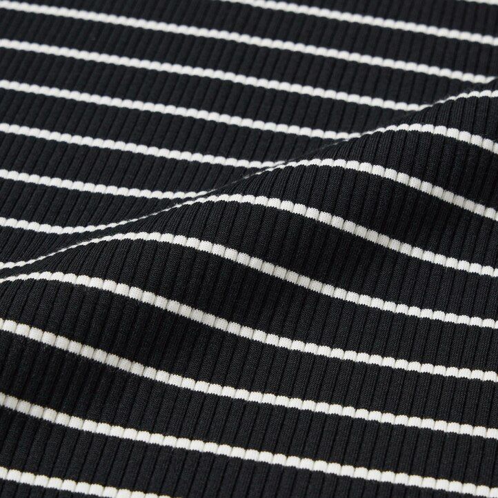 magliette a maniche lunghe con collo alto e righe a coste uniqlo da donna nere