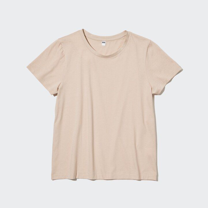 t-shirt da donna uniqlo 100 cotone supima girocollo con maniche verdi