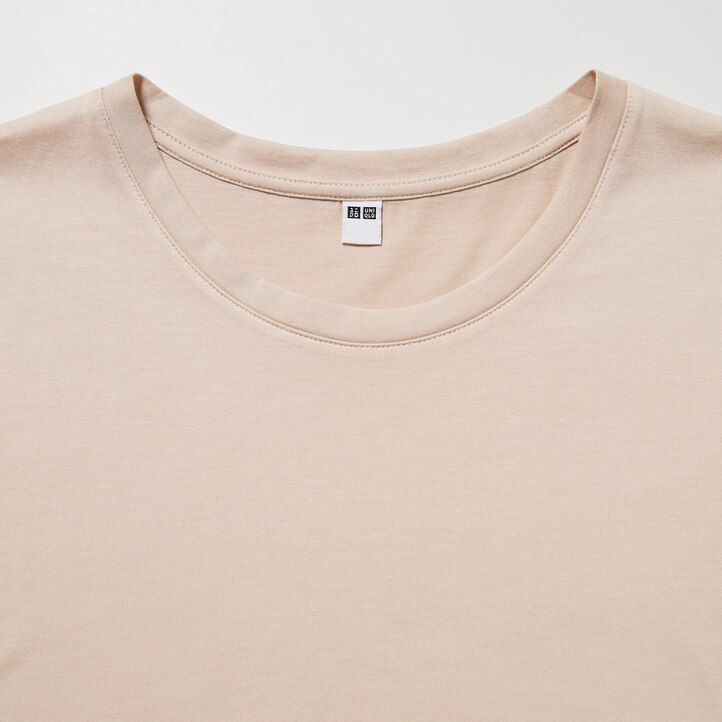 t-shirt da donna uniqlo 100 cotone supima girocollo con maniche verdi