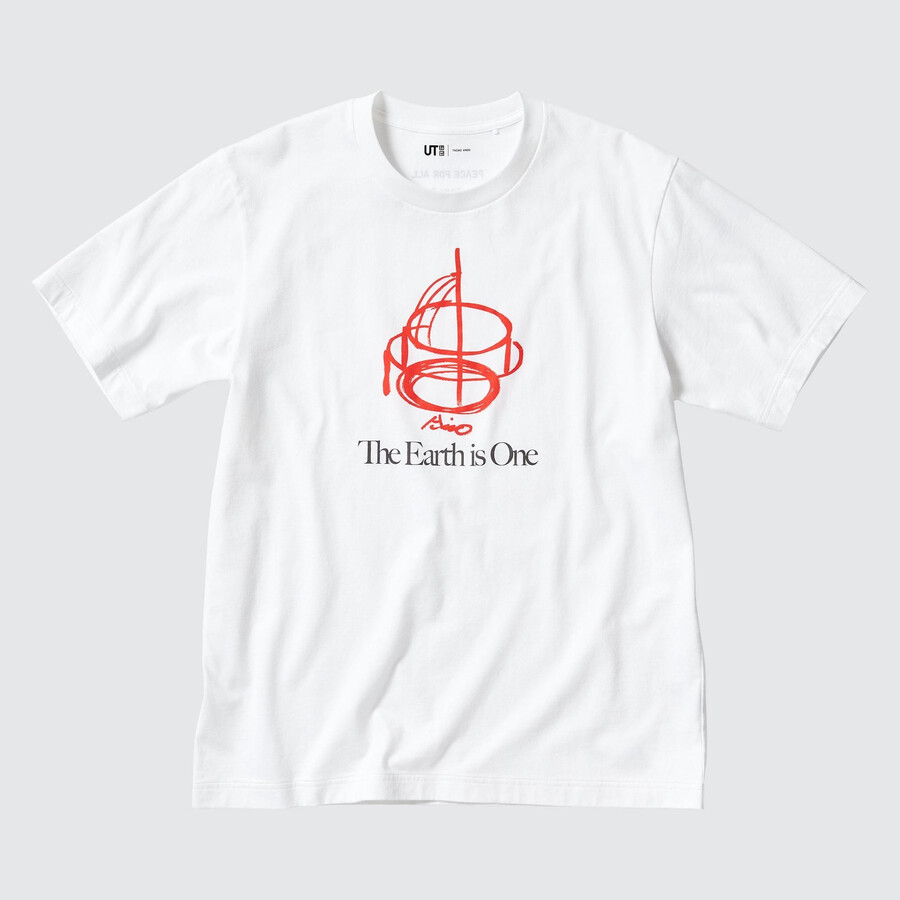 t-shirt da donna uniqlo peace for all graphic tadao ando bianche