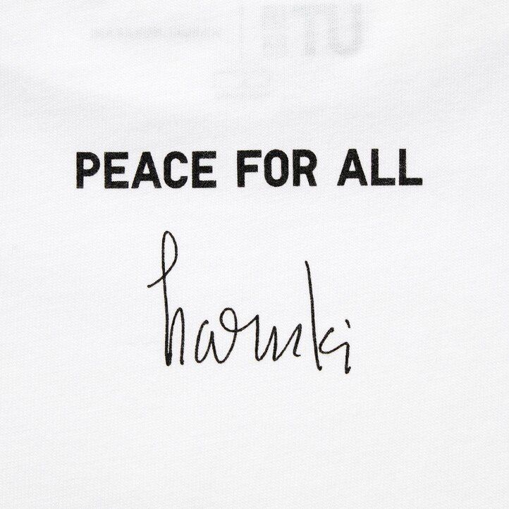 t-shirt bianca da donna uniqlo peace for all graphic haruki murakami