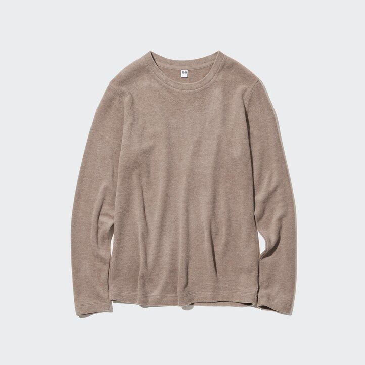 magliette termiche da donna uniqlo heattech fleece con scollo rotondo e maniche lunghe