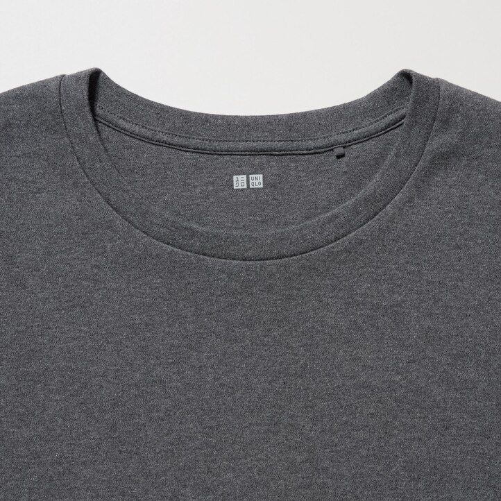 magliette da donna uniqlo smooth cotton stretch con scollo rotondo e maniche lunghe verdi