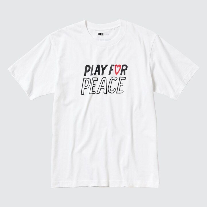 magliette bianche da donna uniqlo peace for all graphic kei nishikori