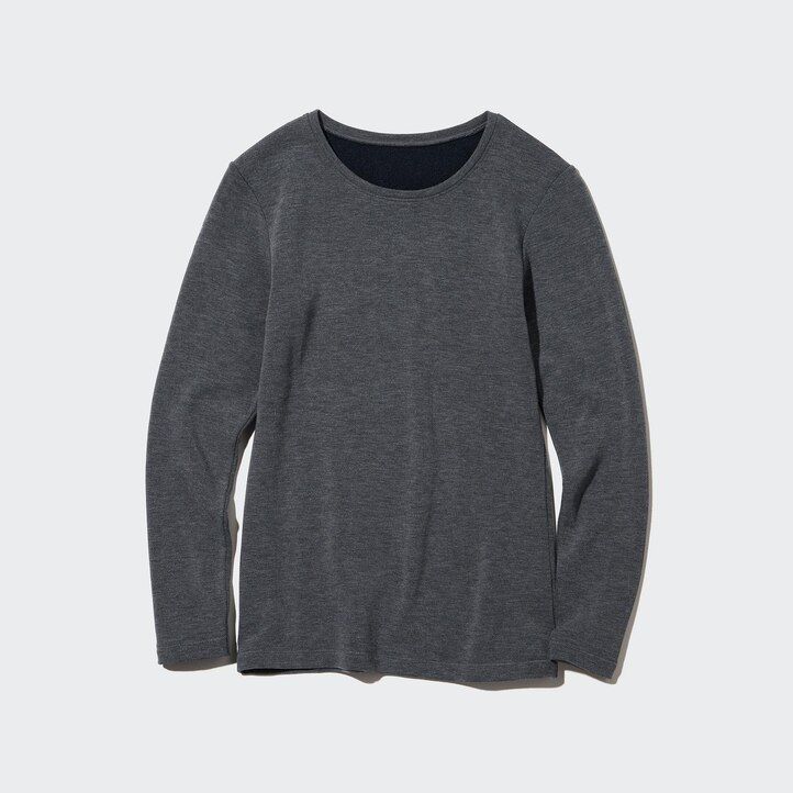 magliette termiche da donna uniqlo heattech ultra warm con scollo rotondo e maniche lunghe bianche