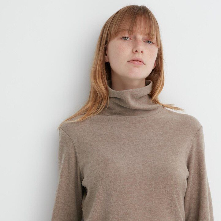 magliette termiche da donna con maniche in pile heattech uniqlo rosse