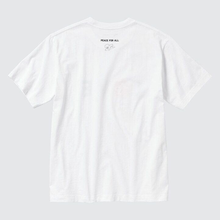 t-shirt bianca da donna uniqlo peace for all graphic roger federer