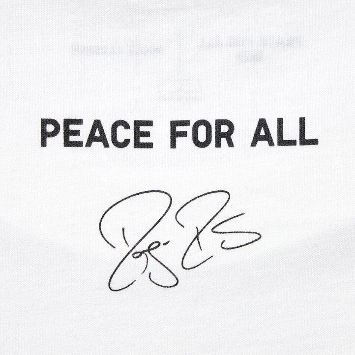 t-shirt bianca da donna uniqlo peace for all graphic roger federer