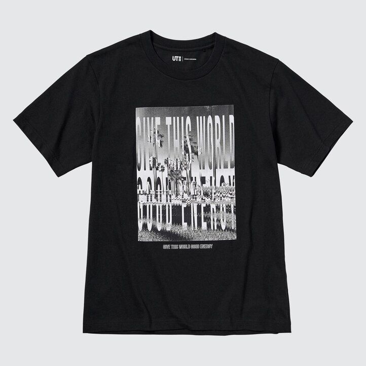 t-shirt da donna nere uniqlo peace for all graphic kosuke kawamura