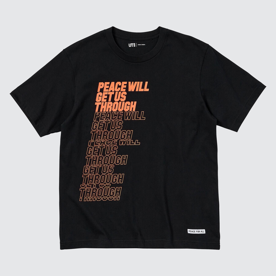 magliette nere da donna uniqlo peace for all graphic shingo kunieda