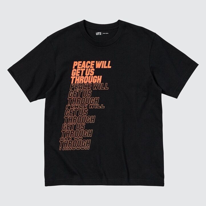magliette nere da donna uniqlo peace for all graphic shingo kunieda