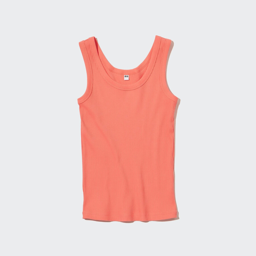t-shirt da donna uniqlo ribbed tank arancione