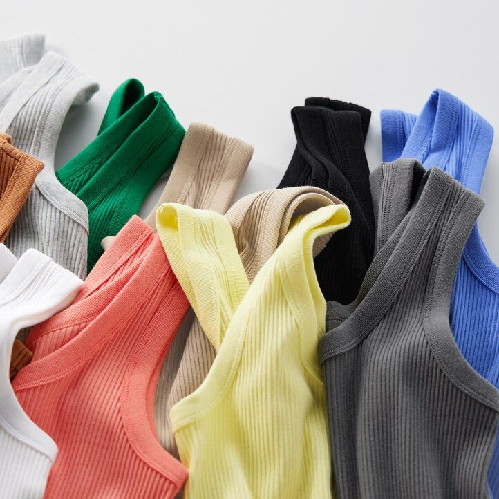 t-shirt da donna uniqlo ribbed tank arancione