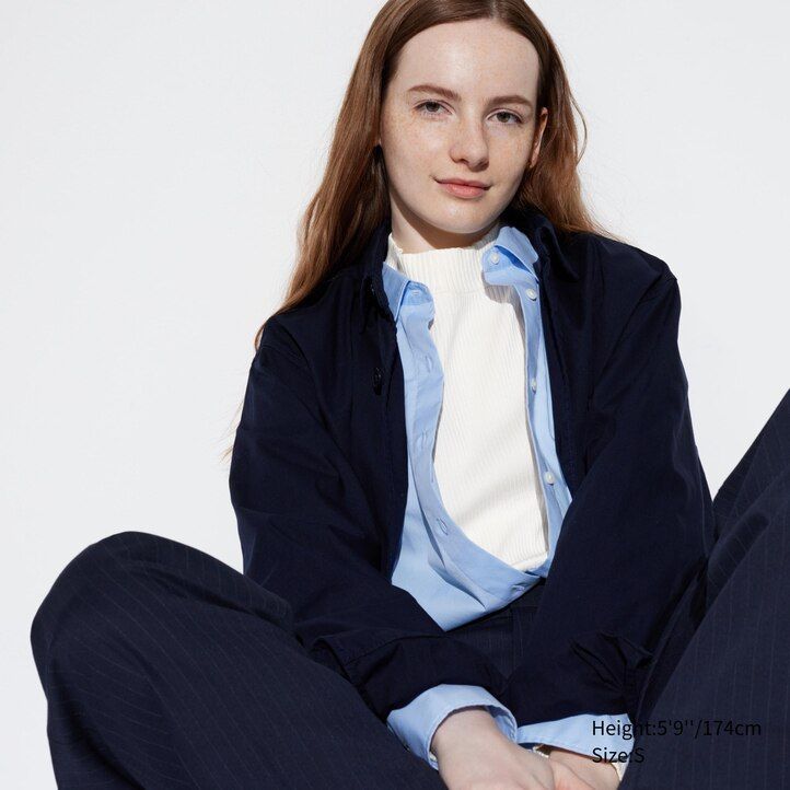 magliette a maniche lunghe con collo alto a coste uniqlo da donna arancione scuro