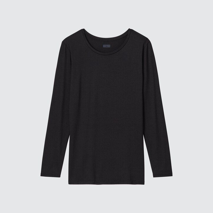 magliette termiche a maniche lunghe con scollo rotondo uniqlo heattech da donna colore grigio scuro