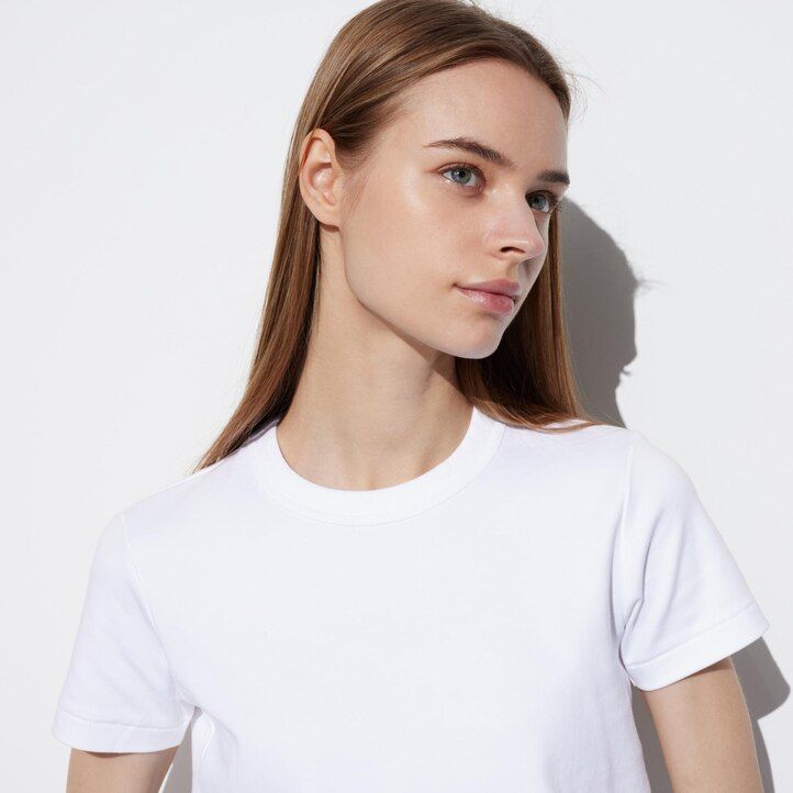 magliette a maniche lunghe con scollo rotondo uniqlo da donna bianche