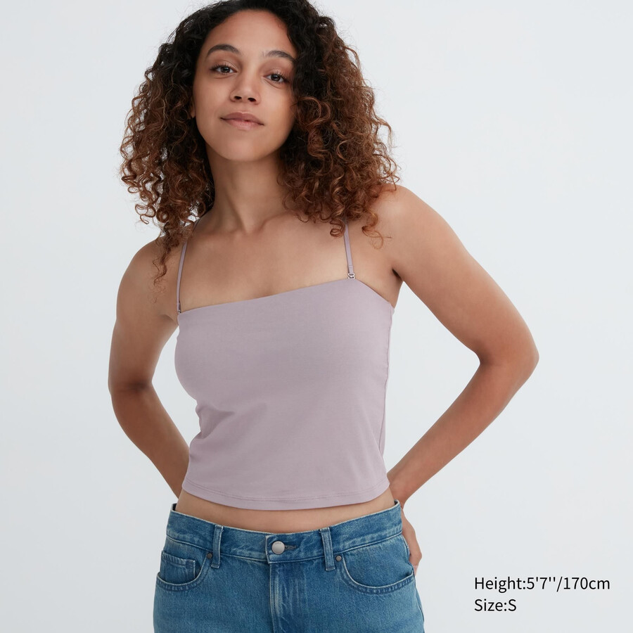 magliette corte in cotone uniqlo airism da donna colore grigio